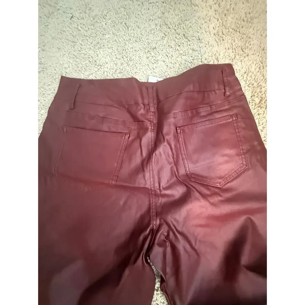 NWT‎ Faux Leather Burgundy pants size 14/16
